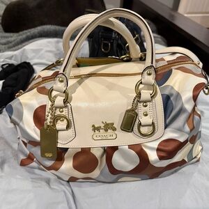 Coach Cream and Multicolor Satchel